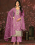 fashionable purple organza designer party wear heavy salwar suit collection with purple santoon 13603-acy3693 Front View